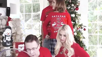 Step Brother Fucks His Sister Quietly Behind Christmas Tree - Riley Mae