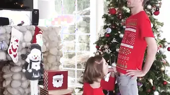 Step Brother Fucks His Sister Quietly Behind Christmas Tree - Riley Mae