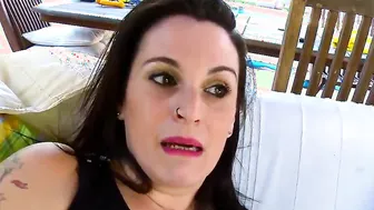 Tattoed cougar shaking titted blows cock and takes huge jizzed