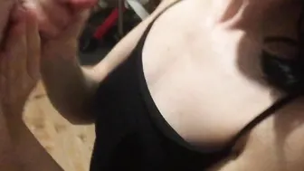 Hottie Polish dark haired giving a fellatio point of view on a gigantic