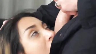 DEBT4k. Leather couch is pretty for the man to fucked the adorable young debtor