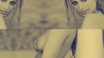 Incredible Sexy blonde performer Andrea posed inside panties after passion striptease