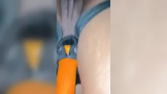 Uncut big black cock inside red g-string fucks wifey with fake-dick till he jizzes