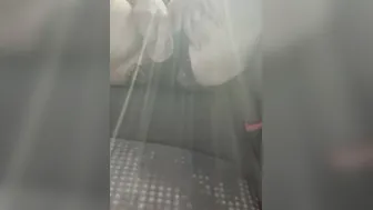 Hoe masturbating inside vehicle