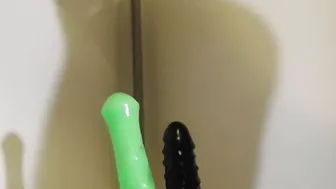 Shower double penetration Dildos and squirting