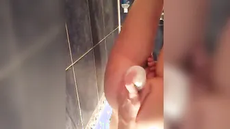 Thin student rough anal fucked inside the toilet. Strong anal orgasm close up