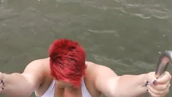 Annadevil's White Swimsuit Adventure in Nature" or "Swimmers Wife Fucks Outdoors In A Lake With Husband Watching