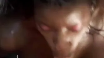 White dude getting his dick blown by big tit chick then