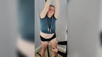 Tied goddess Endures Standing Tickle Torment