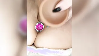 Kate plays with a gigantic sex toy and booty plug