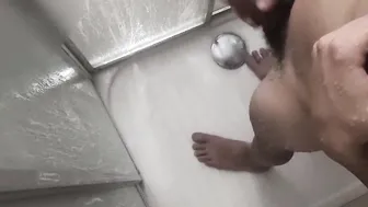  CAUGHT JERKING OFF INSIDE SHOWER: surprised teenie step sister helps him with a much needed hand. CFNM