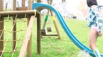 sexy Adorable Carla Tease Nude into playground Outdoors