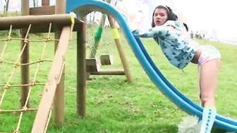 sexy Adorable Carla Tease Nude into playground Outdoors