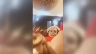 Fucking my arse with a big toy on Christmas Eve