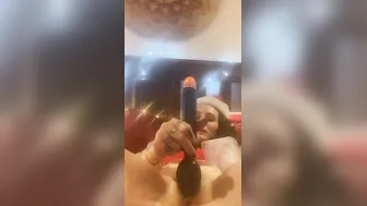 Fucking my arse with a big toy on Christmas Eve