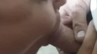 BLOWING A GIGANTIC FAT SHINY COCK BLOWJOB