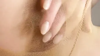 This tights soaked by my snatch juice. Turned On bimbos jizzes into tights
