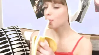 Barely Legal food bdsm skank fucks banana