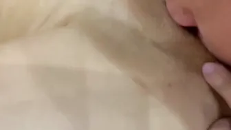 Mutual caresses of a women with 2 men