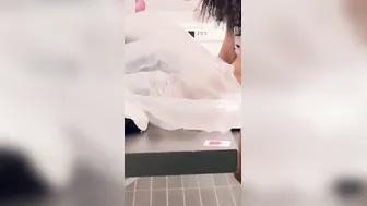 Black Whore With Fat Juicy Vagina Squirts inside Hotel Laundry Room and Airplane Wc