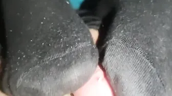 Toejob with my step-daughter inside sport socks cum on foot
