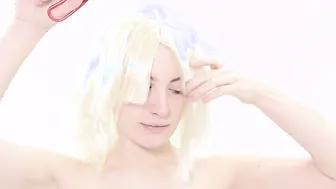 Submissive bitch getting her hair chopped off