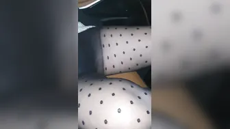 Step milf masturbate on the backseat of the vehicle while step son driving down the road