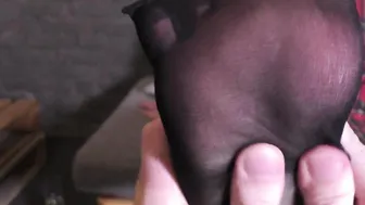 pov Beauty foot grind inside diffrent pantyhoses and socks