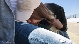 hand job outdoors jizzed