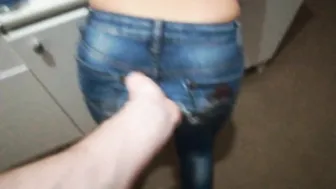 milf Tearing Jeans and Fucking Butt with an Anal Dildo | 1080