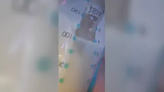CLOSE UP pumping SQUIRT breast milk in bag GIGANTIC bbw BOOBIES