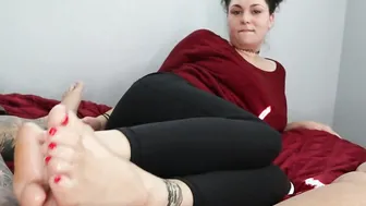 older devils pedicure cum on soles