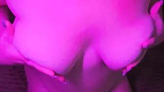 Big Tit babysitter caresses her nipples