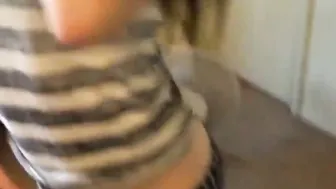 Slutty dark hair teenie Britney Blue blows penis and fucks