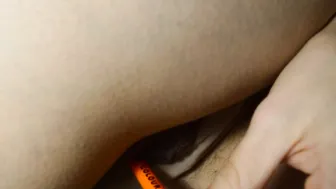 A felt-tip pen into a vagina helps a lonely cunt with mouth finish at home on New Years eve