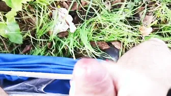 Hand job outdoors