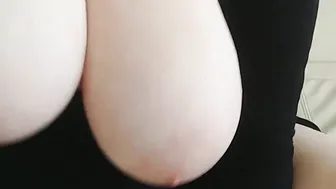 Gigantic natural titties inside african dress