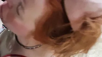 Hard Blowjob/Deep throat on her knees. CUM into her mouth