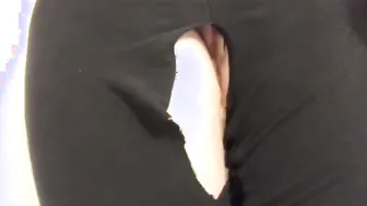 Torn porn video – Adult cunt with mouth Wets Torn Pants with Her Piss