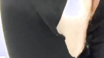 Adult cunt with mouth Wets Torn Pants with Her Piss