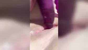 Gigantic tit red head trying to banged her tight twat