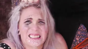 Cum sucking off fetish 18 year old gags on cock