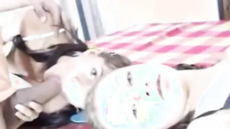 19 Yo bimbos share penis inside kinky 3some