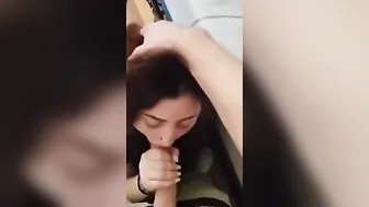 My thin gf can hardly fit my penis inside her mouth so I fill it with cum