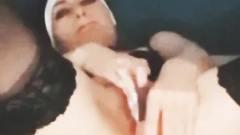 Freaky sinful nun found 2 vibrators and fucks herself inside twat and anal