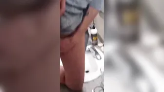 Extreme orgasm on WC counter top leaves my vagina throbbing and soaked with cum