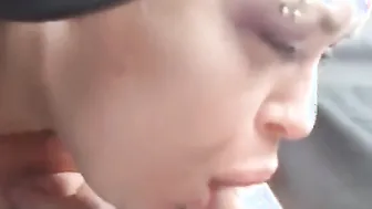 Blowing daddy penis inside the vehicle