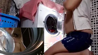 Housewife boned into the washing machine. MIX PART one