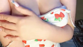 Juicy eighteen with gigantic melons fucks her dripping snatch with a purple sex toy and jizzes - TomaStevi