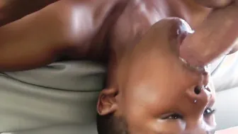 Shaved Ebony Bitch Dancing and taking Facial For Movie Video